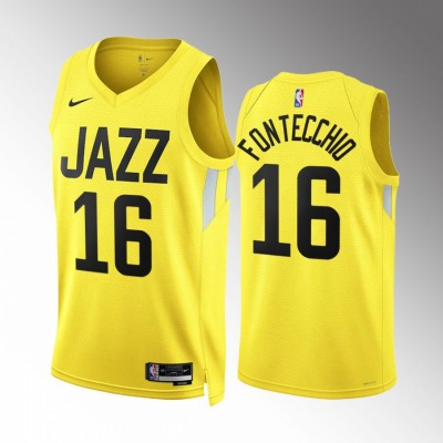 Utah Jazz #16 Simone Fontecchio Men's Yellow Nike NBA 2022-23 Icon Edition Jersey Men's